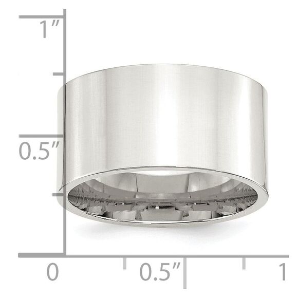 Kazi Luxury Sterling Silver 12mm Comfort Fit Flat Size 13 Band